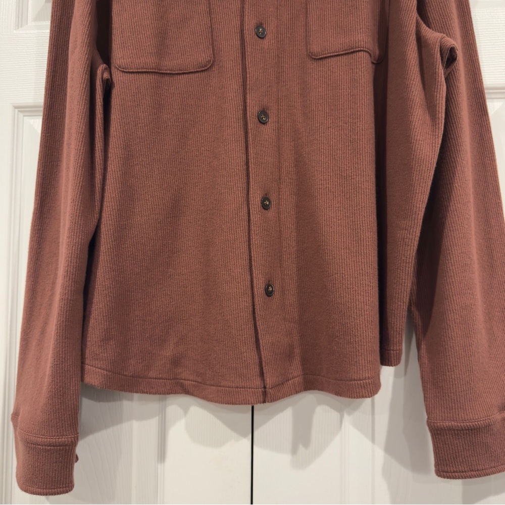 Good Fellow Chocolate Brown Shirt Jacket Men Size XL Preppy Ribbed Knit - Picture 5 of 14